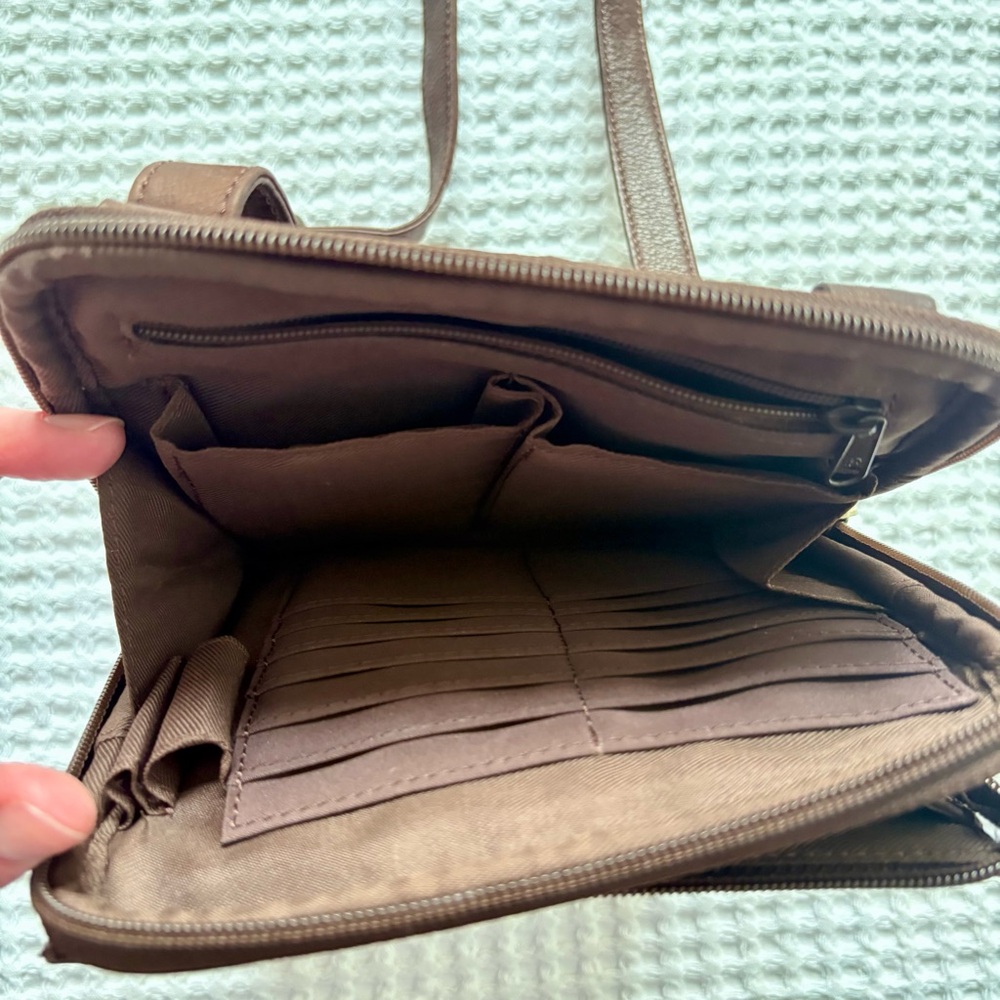 Fossil Vintage Dark Brown Pebbled Leather Crossbody Bag Purse - Picture 5 of 7